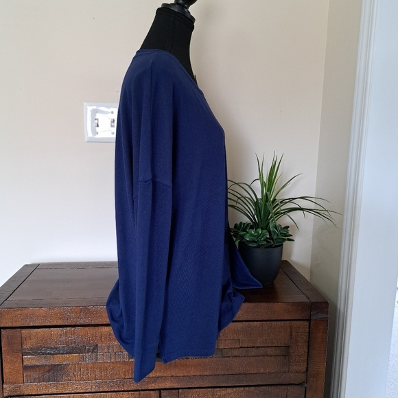 Felina Soft Knit Top Medieval Blue Women's Small Oversized Knit Loose Fit Shirt - Picture 2 of 12